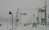 雪景色　雪道　道路 岐阜県の道路